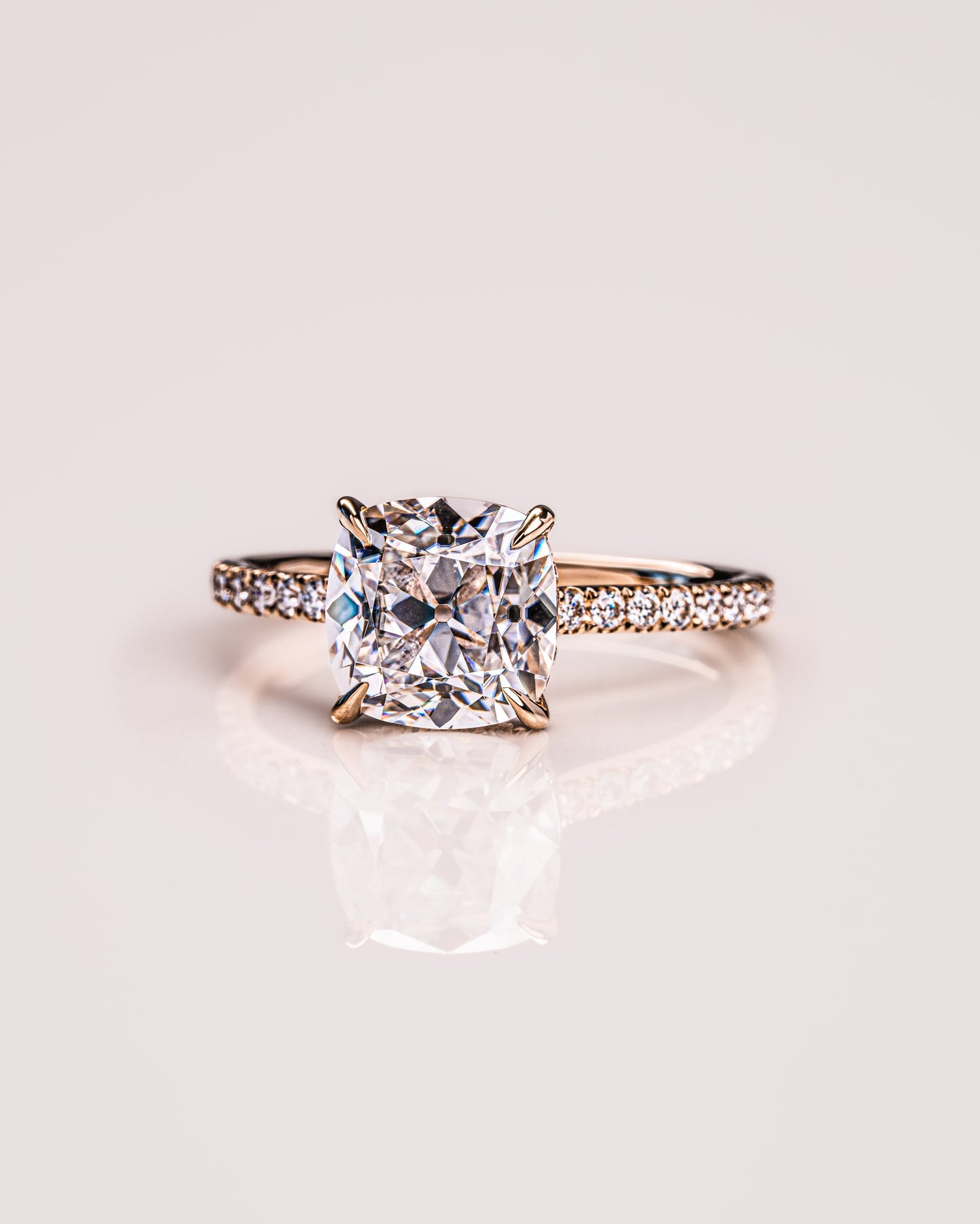 1.74 CT Cushion Pave Lab Grown Diamond Engagement Ring