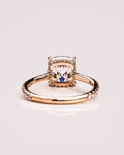 1.74 CT Cushion Pave Lab Grown Diamond Engagement Ring