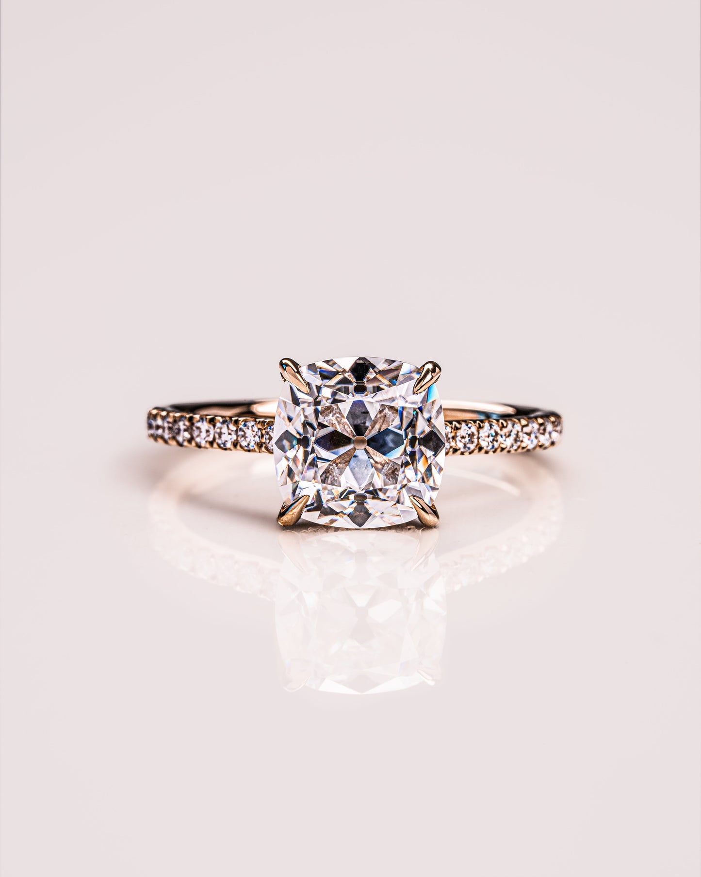 1.74 CT Cushion Pave Lab Grown Diamond Engagement Ring