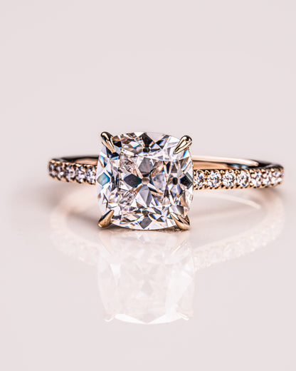 1.74 CT Cushion Pave Lab Grown Diamond Engagement Ring