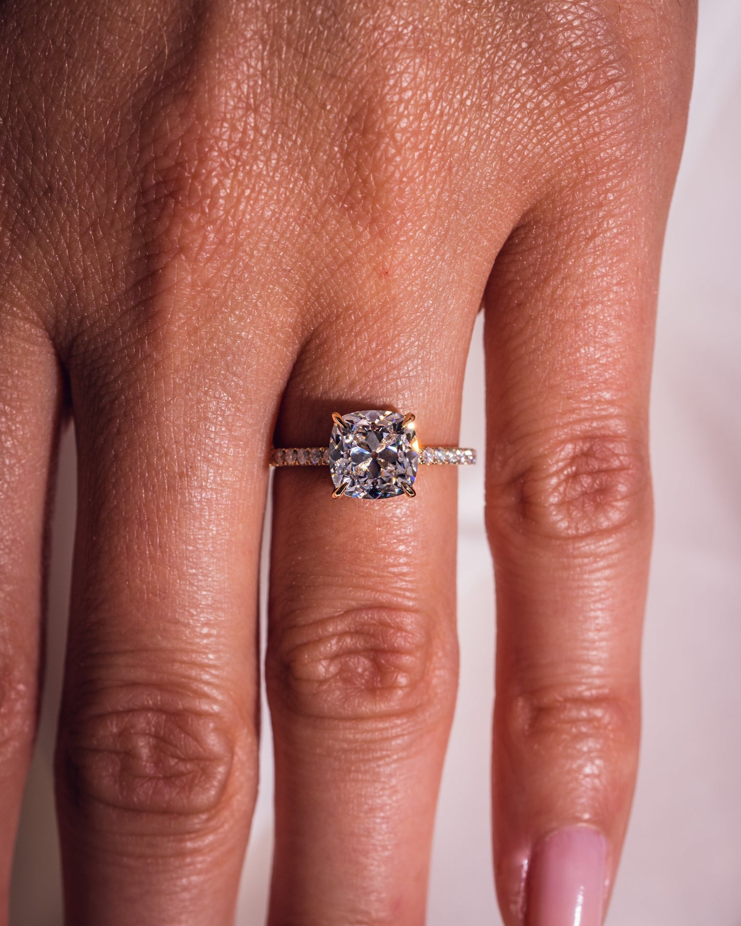 1.74 CT Cushion Pave Lab Grown Diamond Engagement Ring