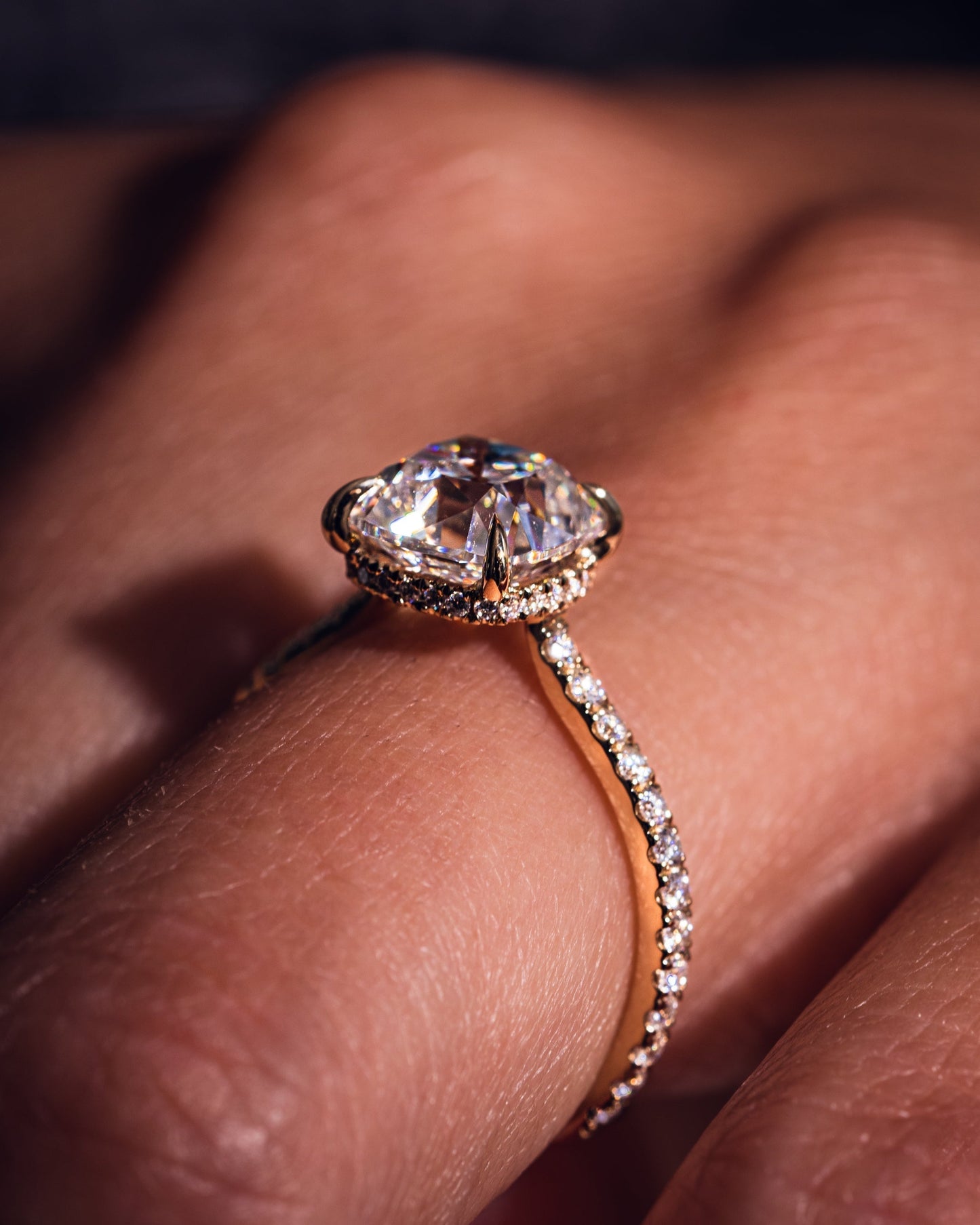 1.74 CT Cushion Pave Lab Grown Diamond Engagement Ring