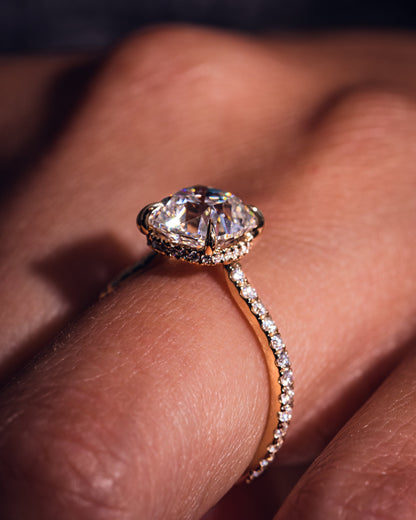 1.74 CT Cushion Pave Lab Grown Diamond Engagement Ring