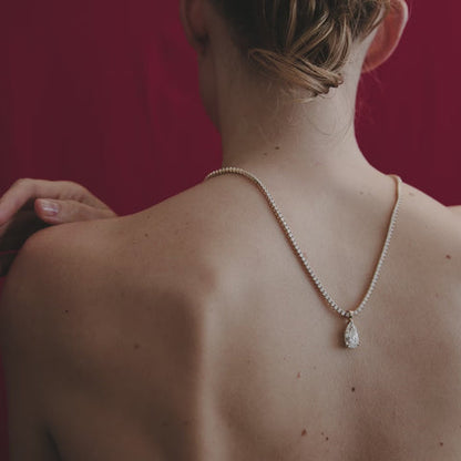 11.18 TCW Pear & Round Shaped Tennis Lab Grown Diamond Necklace