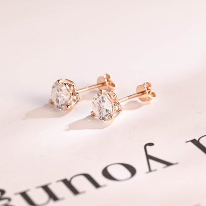1.0 TCW Heart Cut Moissanite Stud Earrings in Gold 8