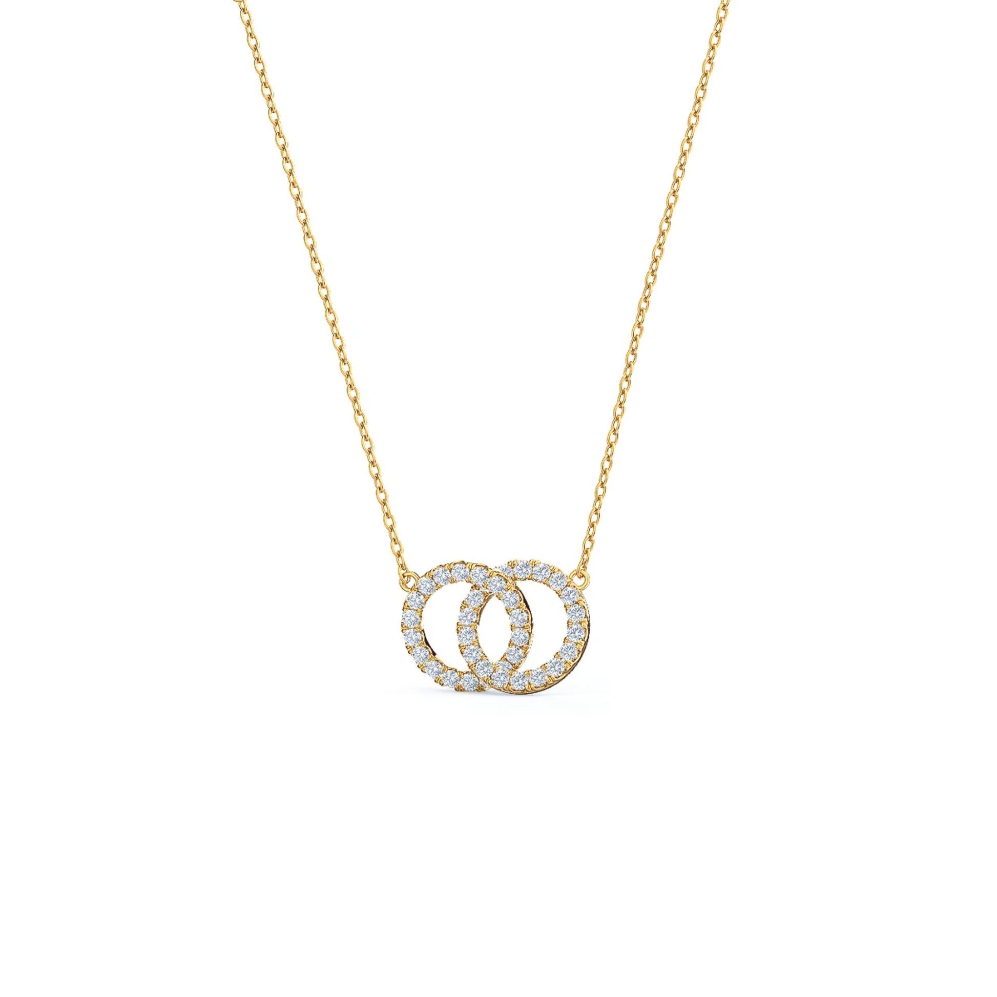 1.50 CT Round Moissanite Diamond Double Circle Pendant Necklace in Solid Gold 1