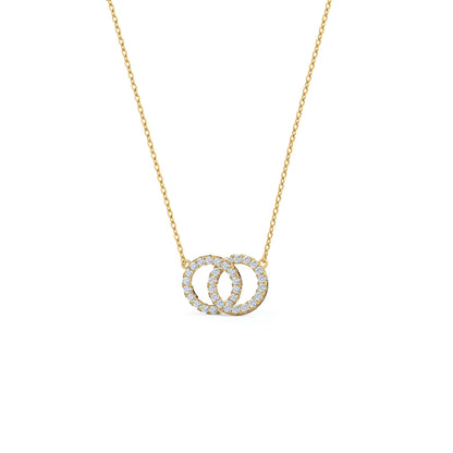 1.50 CT Round Moissanite Diamond Double Circle Pendant Necklace in Solid Gold 1
