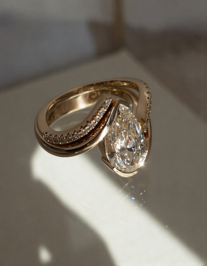 2.5 CT Pear Cut Solitaire Lab Grown Diamond Ring With Wrap Pave Band