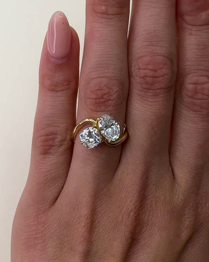 2.31 TCW Oval & Cushion Toi Et Moi Lab Grown Diamond Engagement Ring