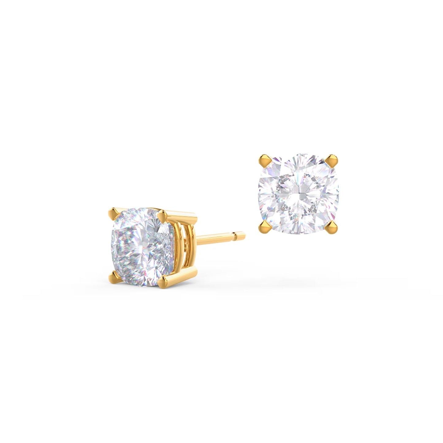 1.50 TCW Cushion Shape Moissanite Stud Earrings in Gold 5
