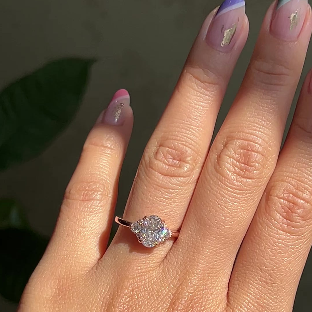 1.5 CT Oval Cut 3 Stones Lab Grown Diamond  Bridal Ring Set