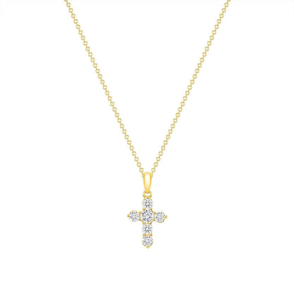 0.50 TCW Round Cut Moissanite Diamond Cross Pendant Necklace in Solid Gold 5