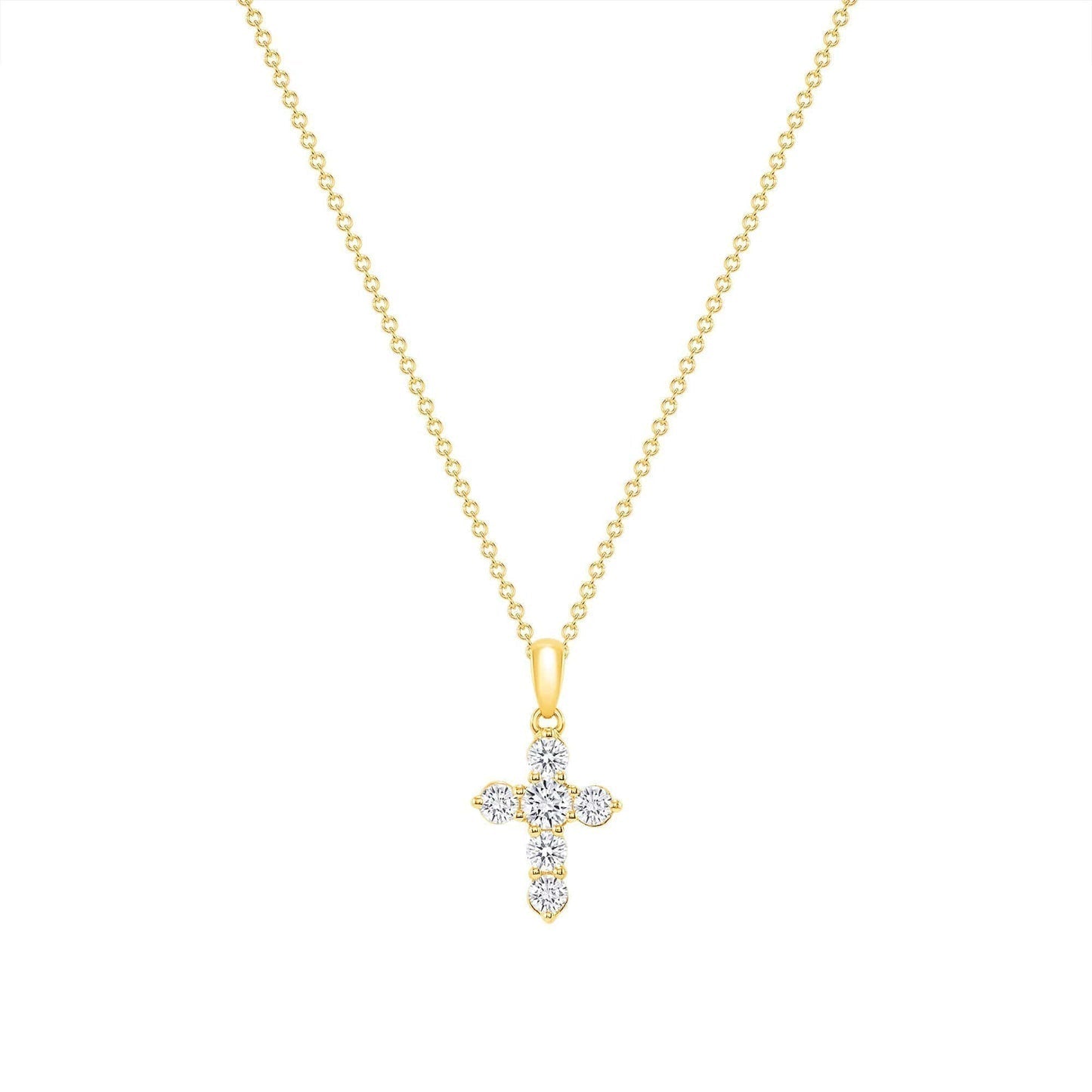 0.50 TCW Round Cut Moissanite Diamond Cross Pendant Necklace in Solid Gold 6