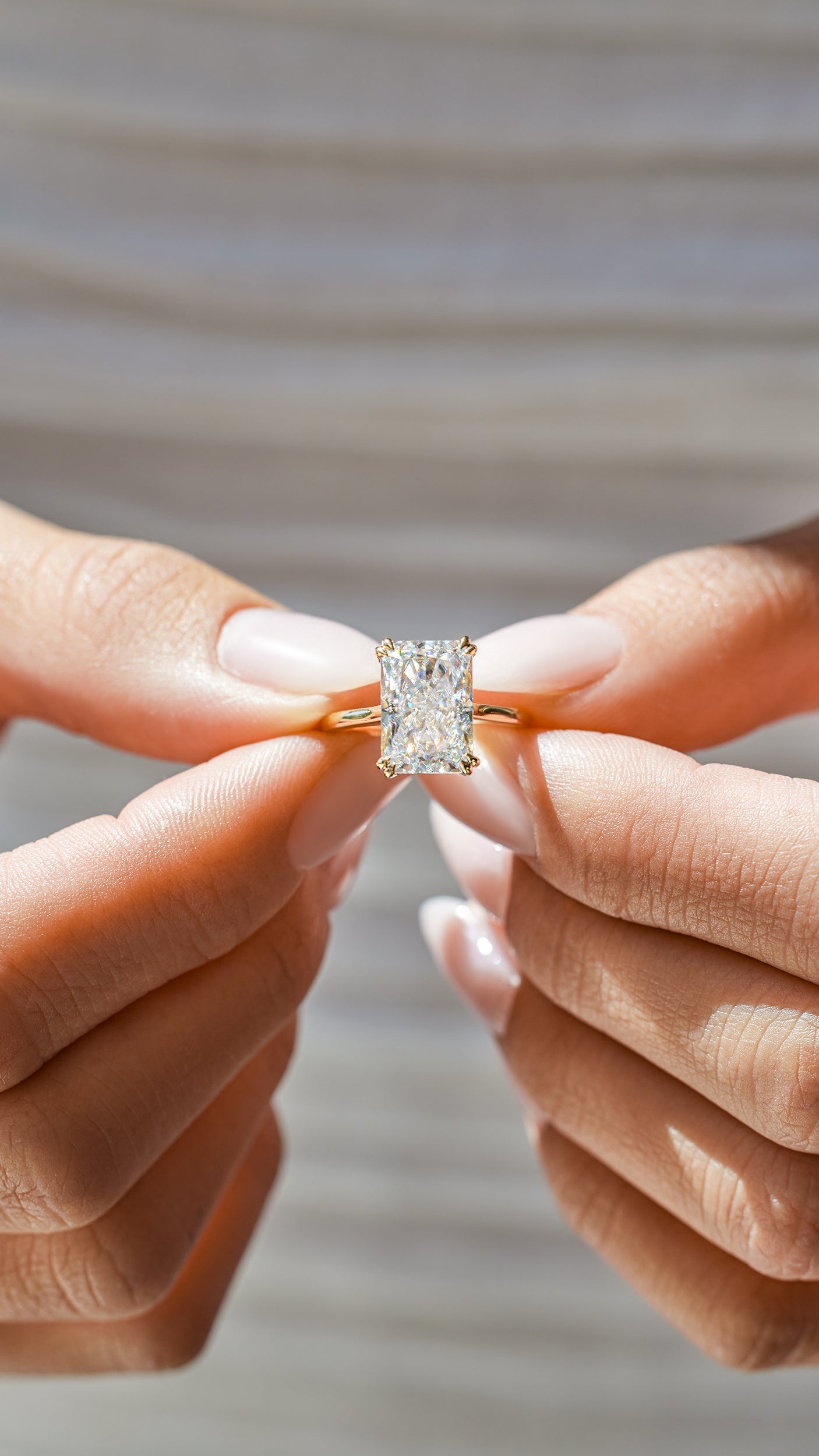 Marquise Shaped Three Stone Lab Grown Diamond Engagement Ring