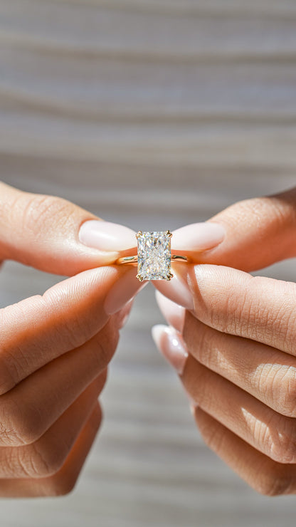 Marquise Shaped Three Stone Lab Grown Diamond Engagement Ring