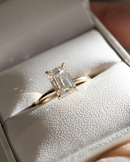 2.5 CT Emerald Lab Grown Solitaire Engagement Ring (US Size 7.5 Ready To Ship)