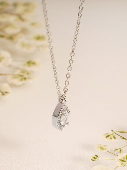 0.30 CT Marquise Moissanite Diamond Halo Pendant Necklace in Solid Gold 7