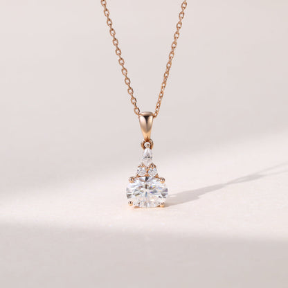 1.13 CT Oval Diamond Cluster Pendant Necklace in Solid Gold 1