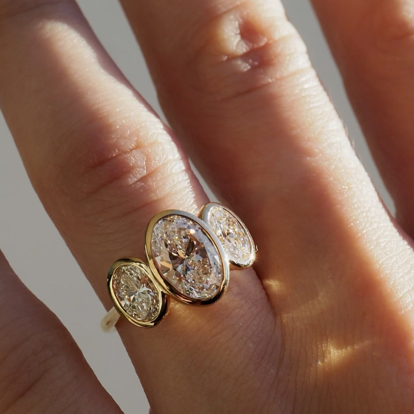 1.5 CT Oval Cut Three Stones Lab Grown Diamond Engagement Ring