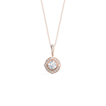0.40 TCW Round Moissanite Diamond Halo Pendant Necklace in Solid Gold 6