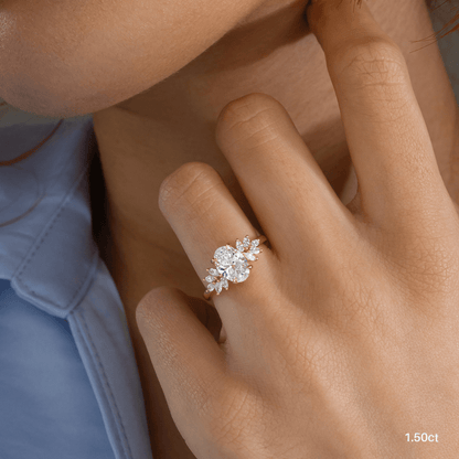Marquise Shaped Three Stone Lab Grown Diamond Engagement Ring