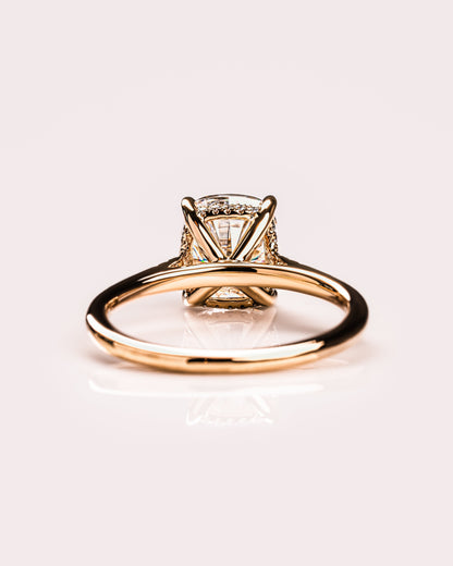 1.49 CT Cushion Cut Hidden Halo Lab Grown Diamond Engagement Ring