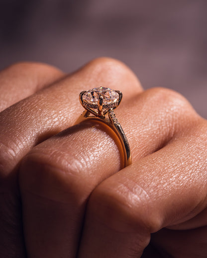 1.49 CT Cushion Cut Hidden Halo Lab Grown Diamond Engagement Ring