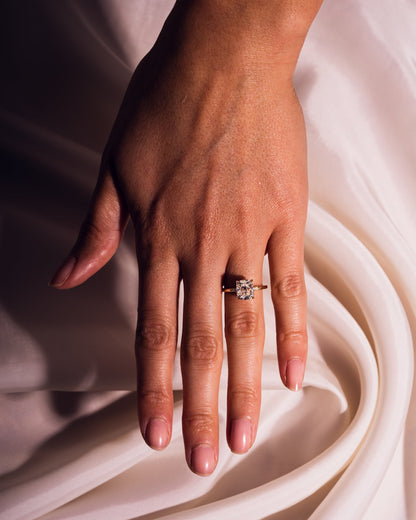 1.49 CT Cushion Cut Hidden Halo Lab Grown Diamond Engagement Ring