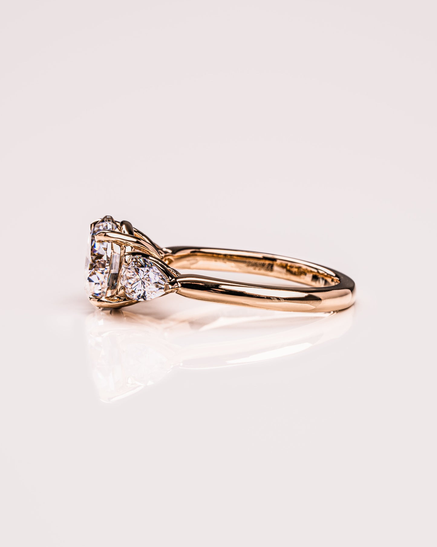 3.08 CT Round Three Stones Lab Grown Diamond Engagement Ring