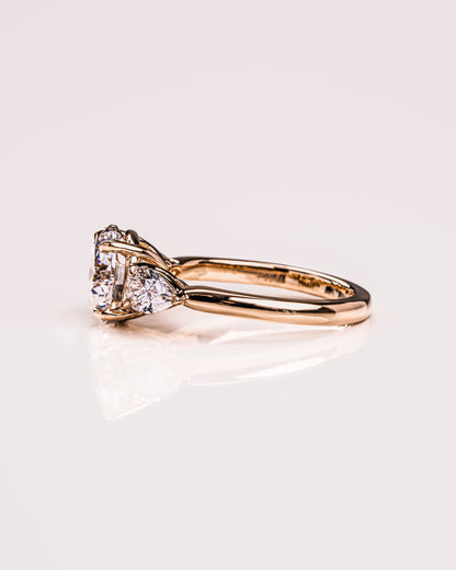 3.08 CT Round Three Stones Lab Grown Diamond Engagement Ring