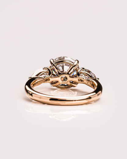 3.08 CT Round Three Stones Lab Grown Diamond Engagement Ring