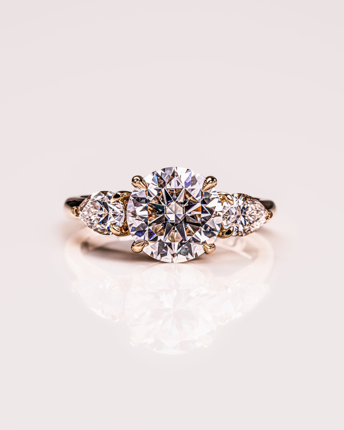 3.08 CT Round Three Stones Lab Grown Diamond Engagement Ring