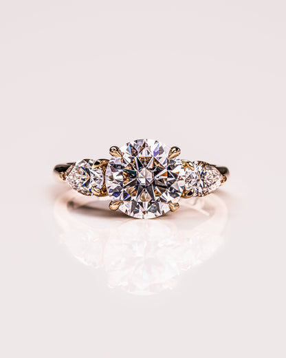 3.08 CT Round Three Stones Lab Grown Diamond Engagement Ring