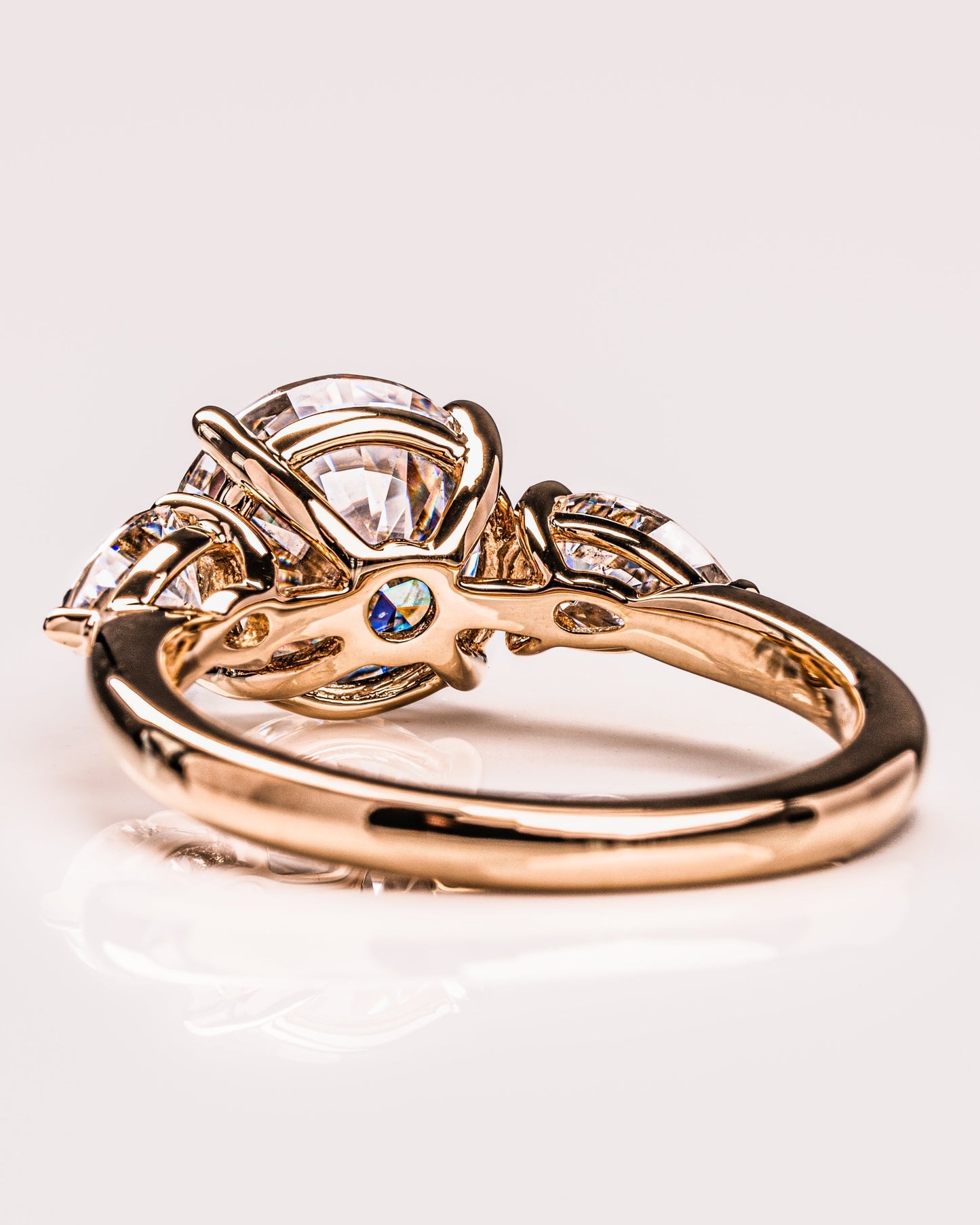 3.08 CT Round Three Stones Lab Grown Diamond Engagement Ring