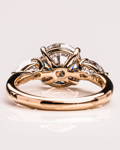 3.08 CT Round Three Stones Lab Grown Diamond Engagement Ring