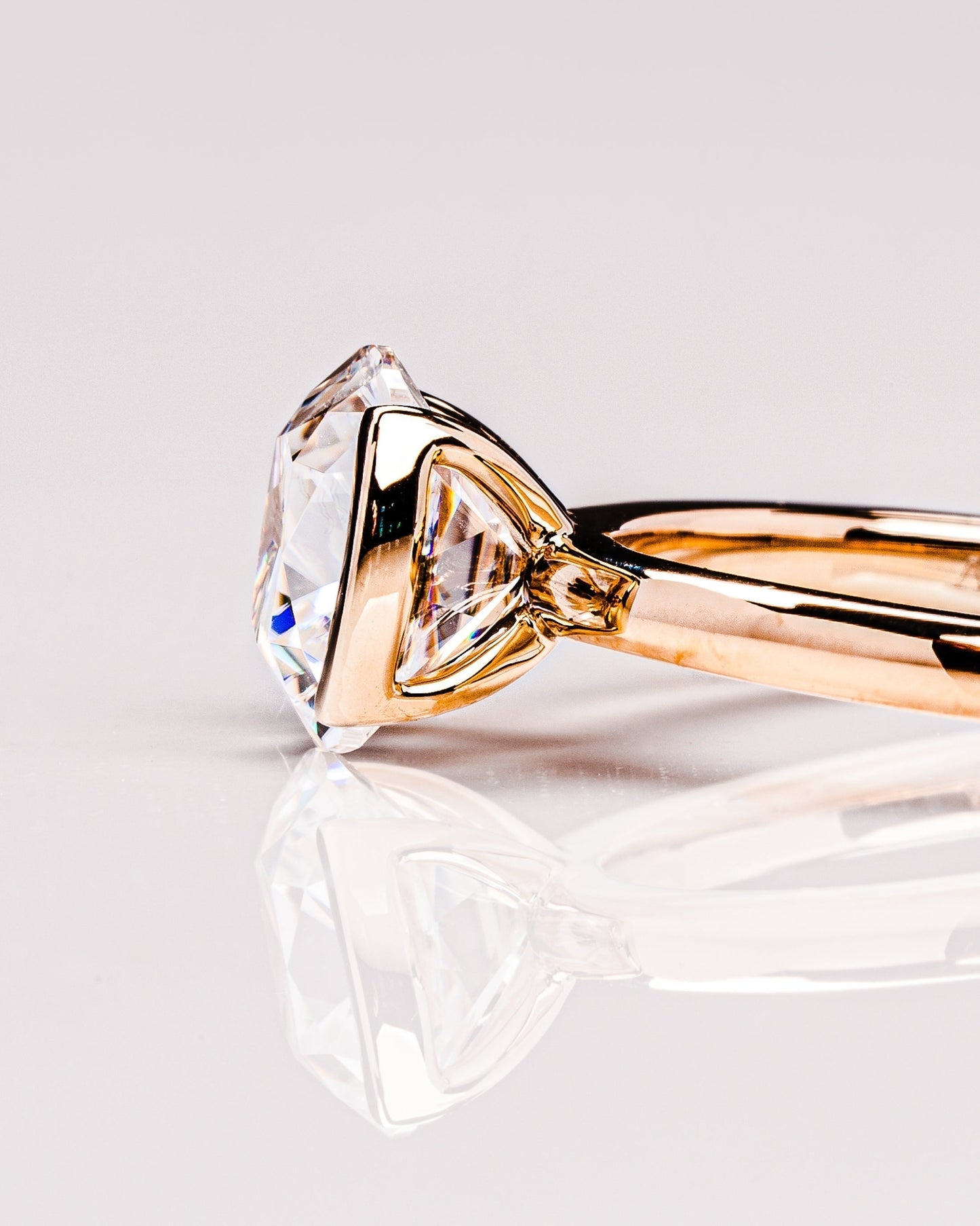 2.54 CT Cushion Half Bezel Solitaire Lab Grown Diamond Engagement Ring