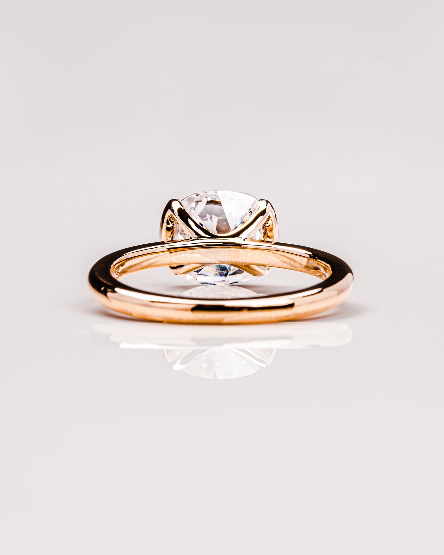 2.54 CT Cushion Half Bezel Solitaire Lab Grown Diamond Engagement Ring