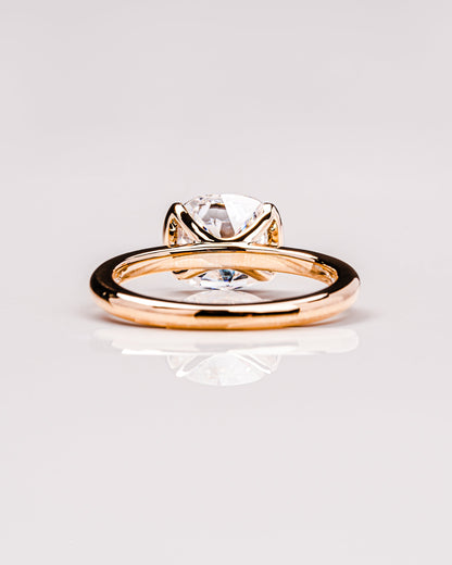 2.54 CT Cushion Half Bezel Solitaire Lab Grown Diamond Engagement Ring