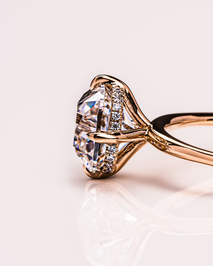 2.54 CT Cushion Cut Lab Grown Diamond Engagement Ring With Hidden Halo Setting