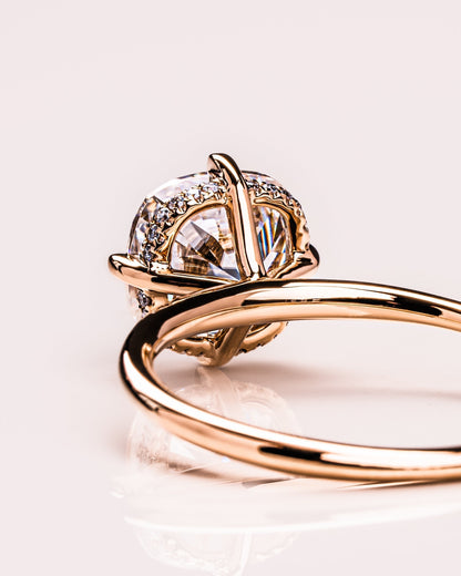 2.54 CT Cushion Cut Lab Grown Diamond Engagement Ring With Hidden Halo Setting