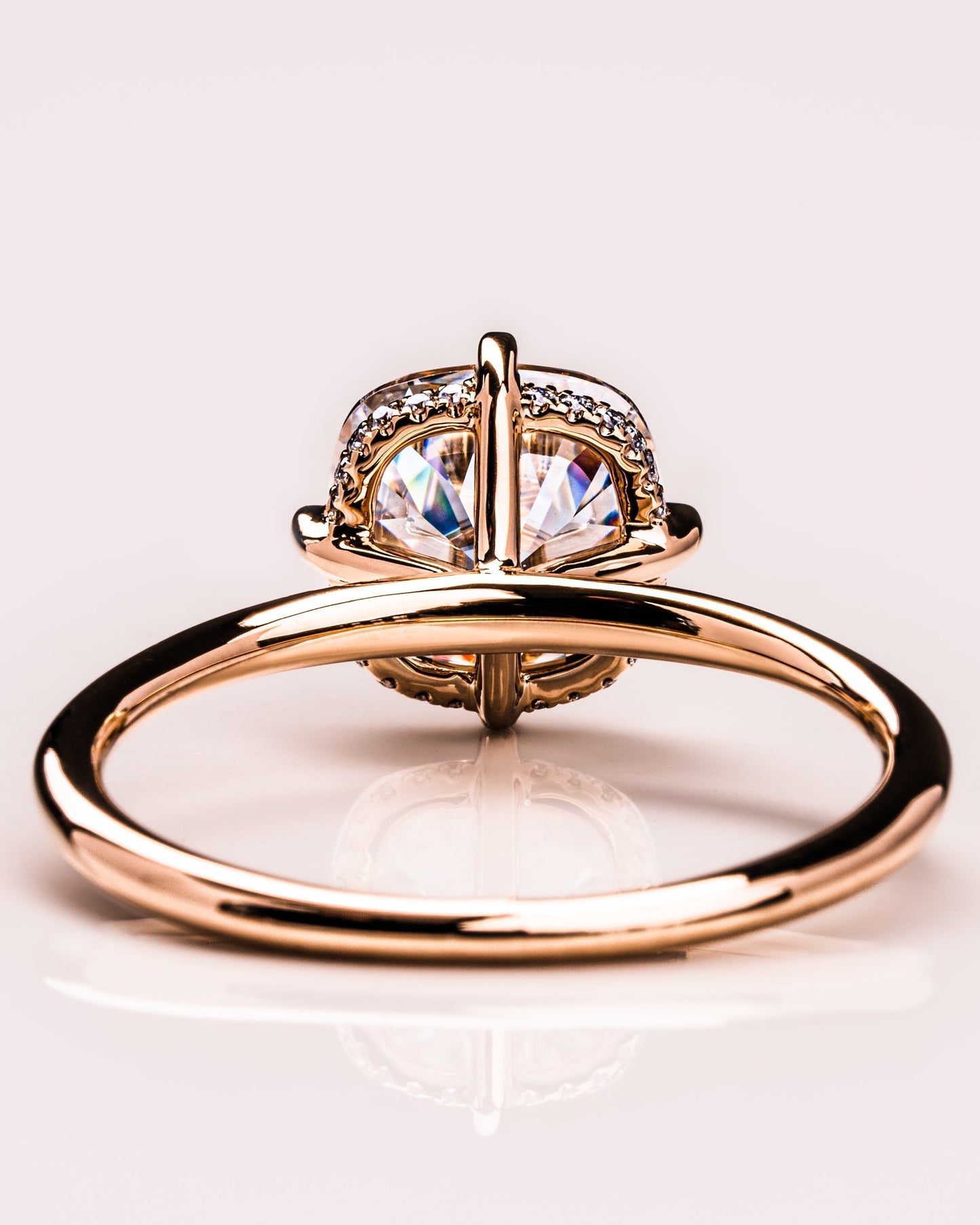 2.54 CT Cushion Cut Lab Grown Diamond Engagement Ring With Hidden Halo Setting