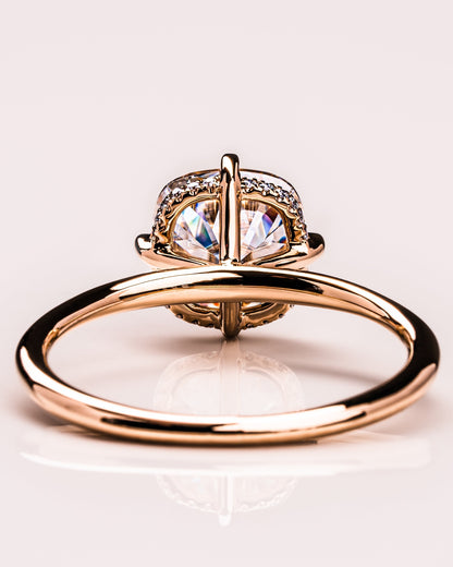 2.54 CT Cushion Cut Lab Grown Diamond Engagement Ring With Hidden Halo Setting