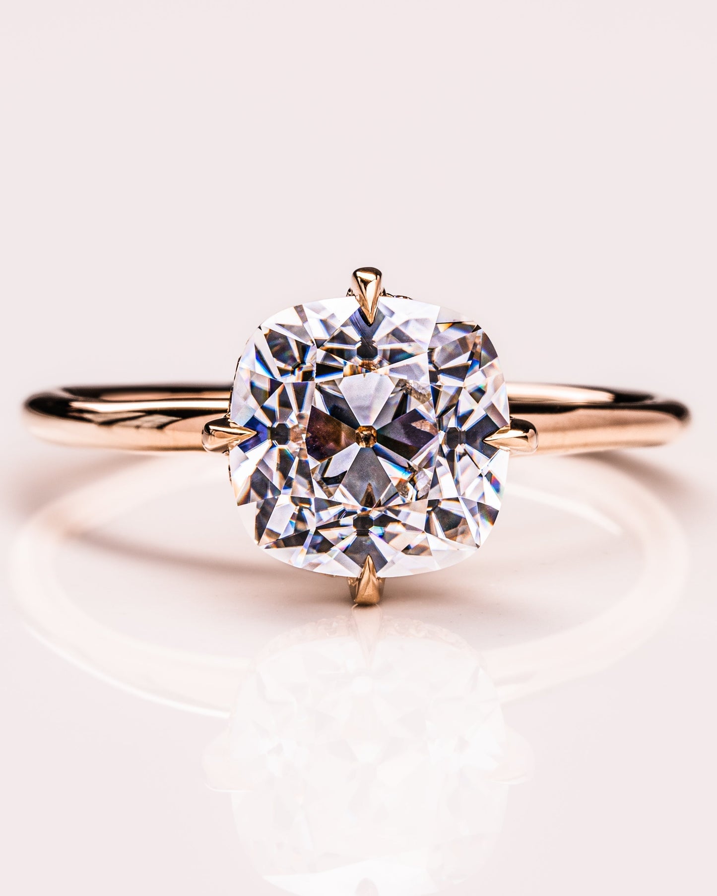 2.54 CT Cushion Cut Lab Grown Diamond Engagement Ring With Hidden Halo Setting