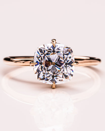 2.54 CT Cushion Cut Lab Grown Diamond Engagement Ring With Hidden Halo Setting