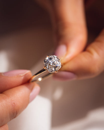 2.54 CT Cushion Cut Lab Grown Diamond Engagement Ring With Hidden Halo Setting