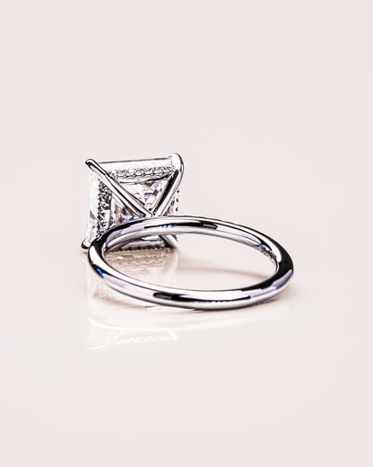2.87 CT Princess Cut Lab Grown Diamond Engagement Ring With Hidden Halo Setting