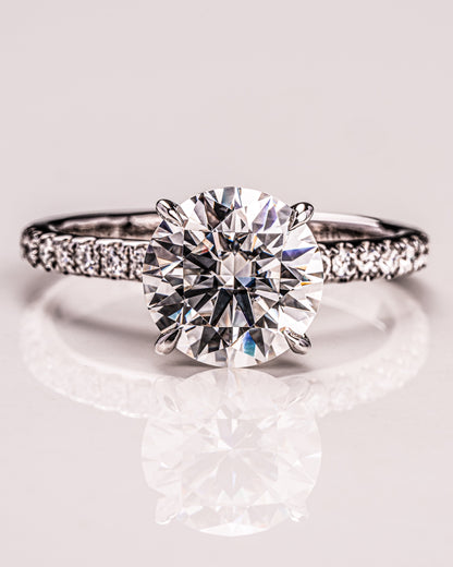 1.9 CT Round Hidden Halo Pave Lab Grown Diamond Engagement Ring