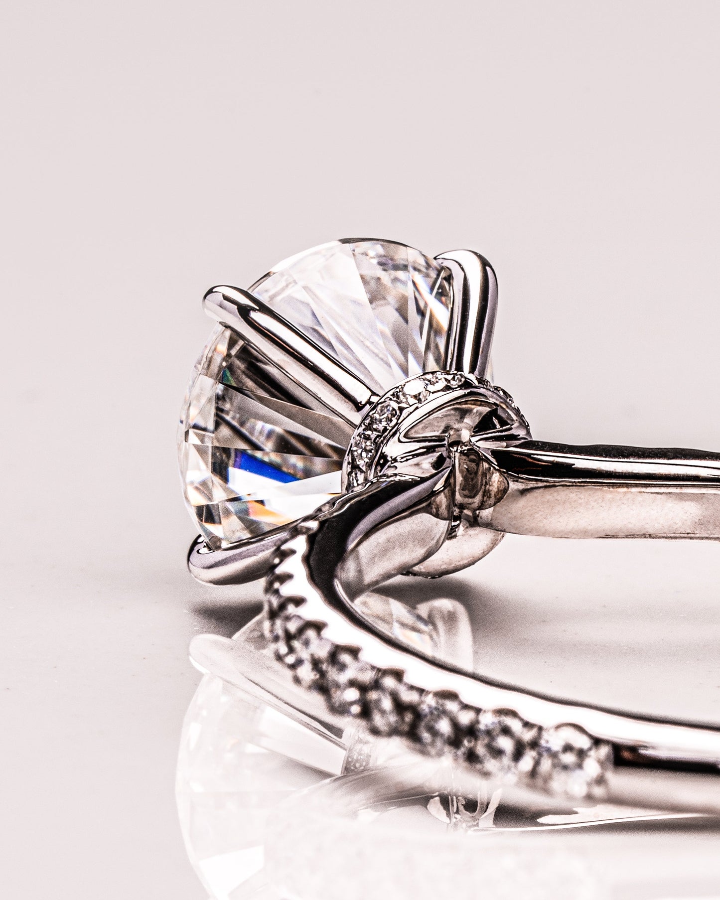 1.9 CT Round Hidden Halo Pave Lab Grown Diamond Engagement Ring