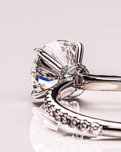 1.9 CT Round Hidden Halo Pave Lab Grown Diamond Engagement Ring