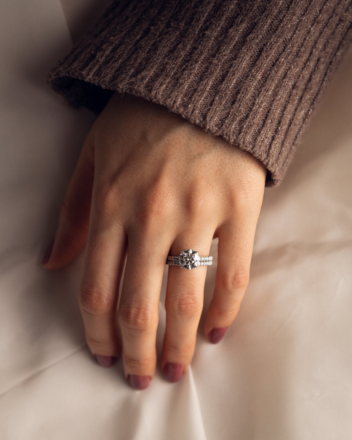 1.9 CT Round Hidden Halo Pave Lab Grown Diamond Engagement Ring